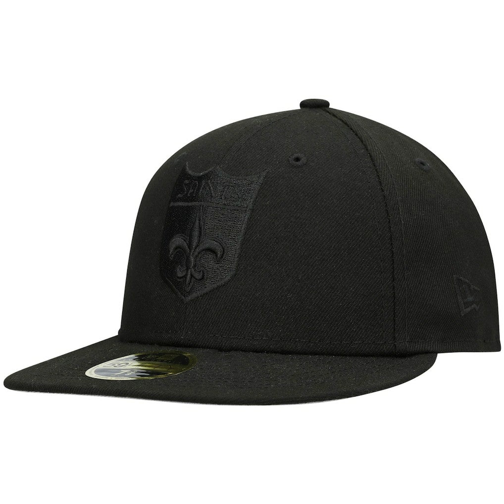 New Orleans Saints New Era Historic Logo Black on Black Low Profile 59FIFTY II Fitted Hat Black - NFL