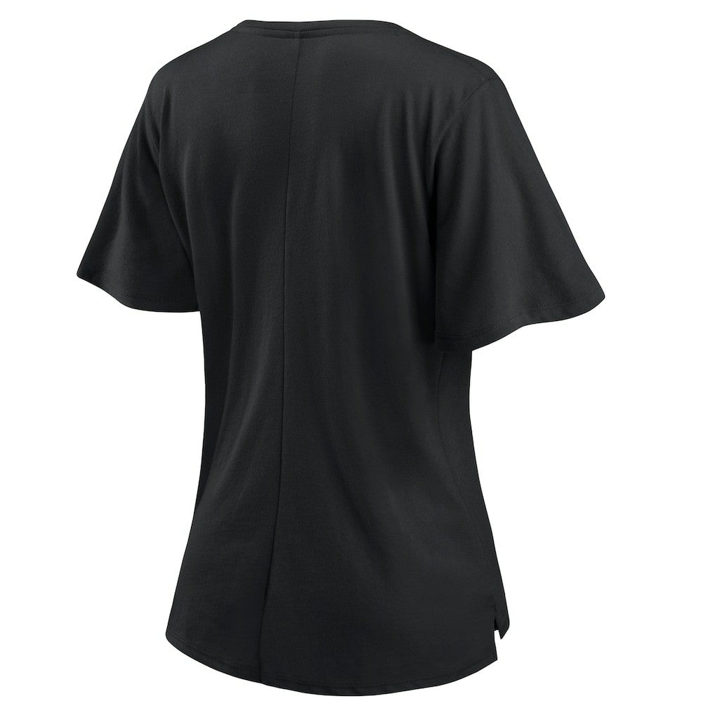 New Orleans Saints Women's Southpaw Flutter V-Neck T-Shirt Black - Fanatics