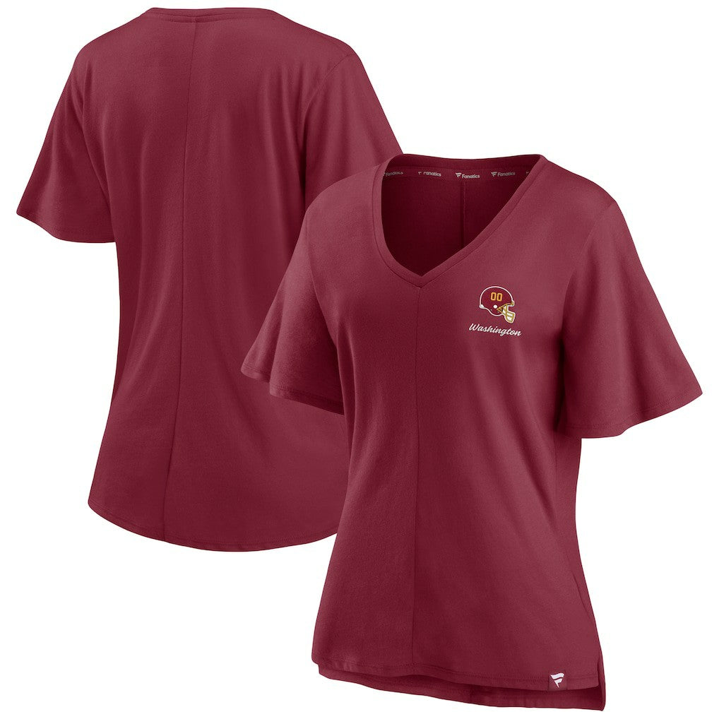 Washington Football Team Women's Southpaw Flutter V-Neck T-Shirt Burgundy - Fanatics