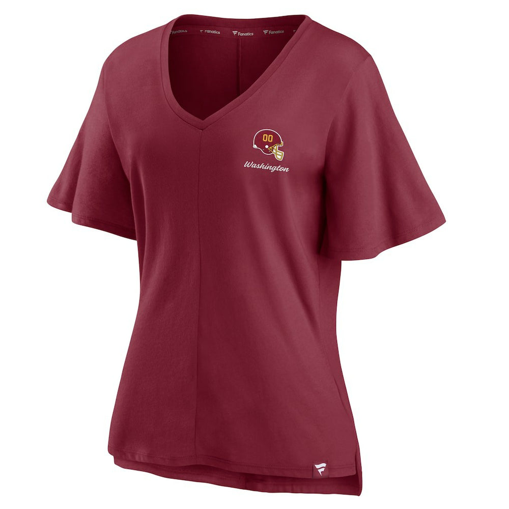 Washington Football Team Women's Southpaw Flutter V-Neck T-Shirt Burgundy - Fanatics