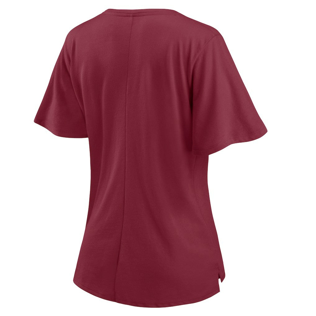 Washington Football Team Women's Southpaw Flutter V-Neck T-Shirt Burgundy - Fanatics
