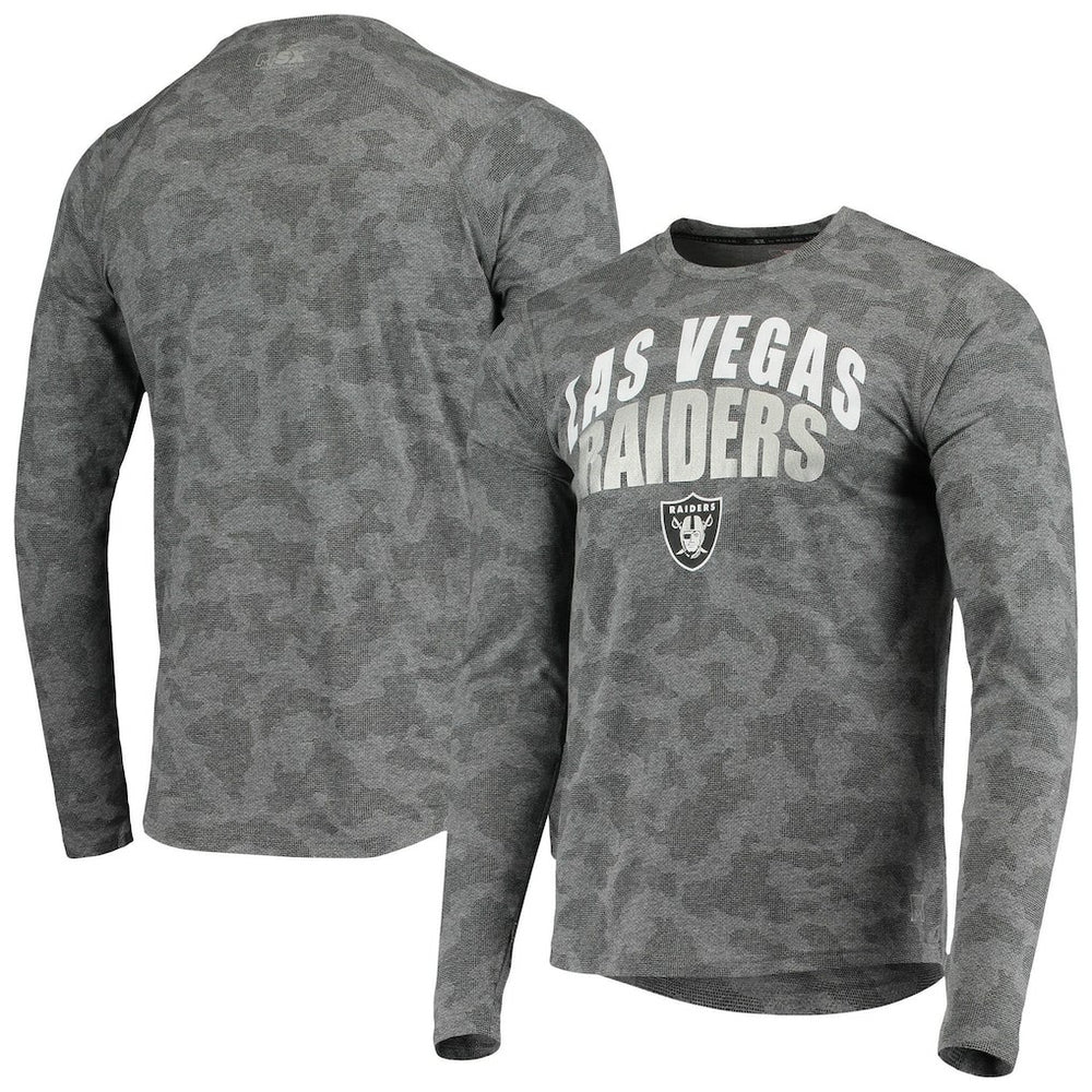 Las Vegas Raiders MSX by Michael Strahan Camo Performance Long Sleeve T-Shirt Black - NFL