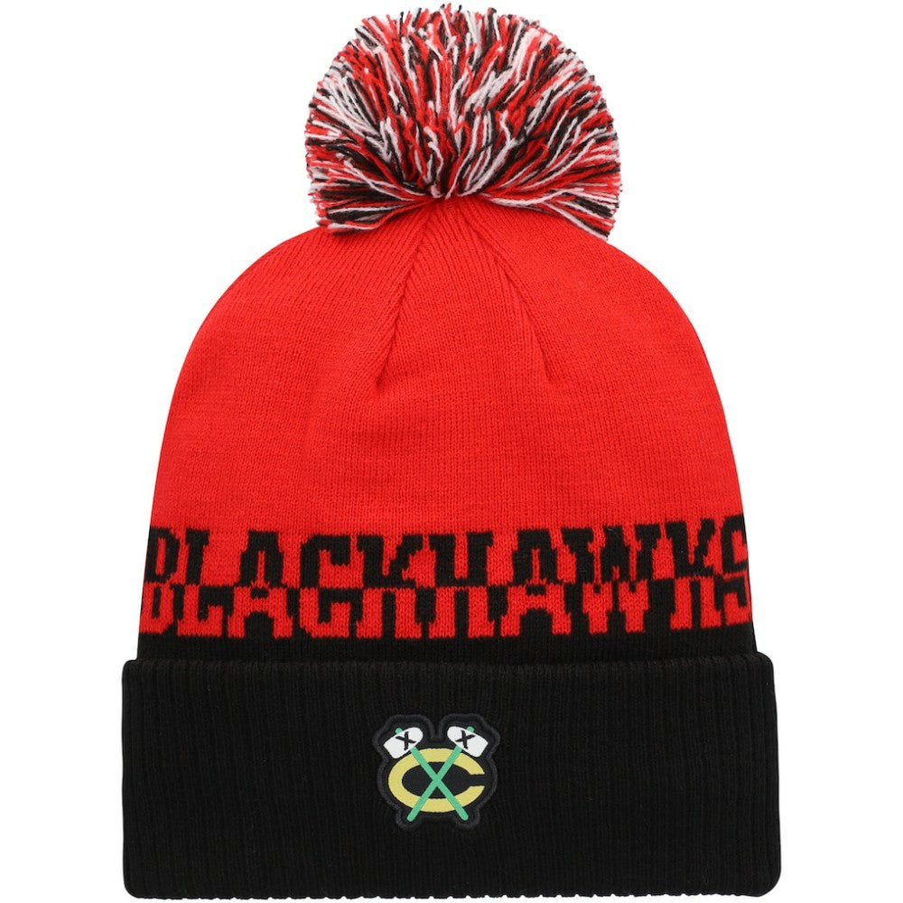 Chicago Blackhawks adidas COLD.RDY Cuffed Knit Hat with Pom Red/Black