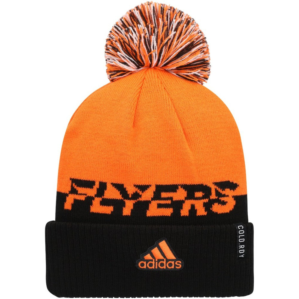 Philadelphia Flyers - adidas COLD.RDY Cuffed Knit Hat with Pom Orange/Black