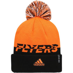 Philadelphia Flyers - adidas COLD.RDY Cuffed Knit Hat with Pom Orange/Black