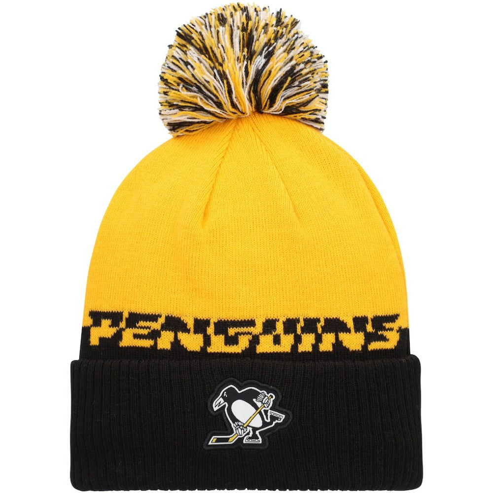 Pittsburgh Penguins adidas COLD.RDY Cuffed Knit Hat with Pom Yellow/Black