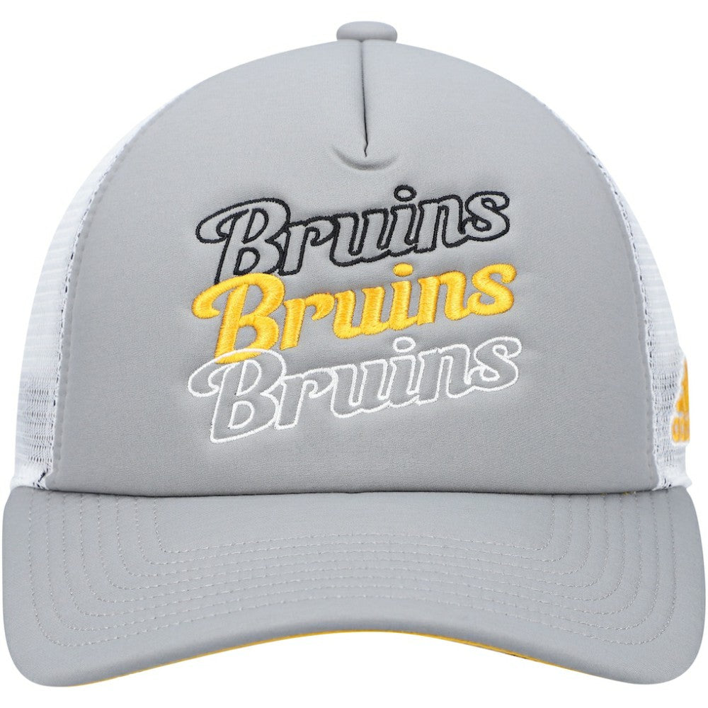 Boston Bruins adidas Women's Foam Trucker Snapback Hat Gray/White