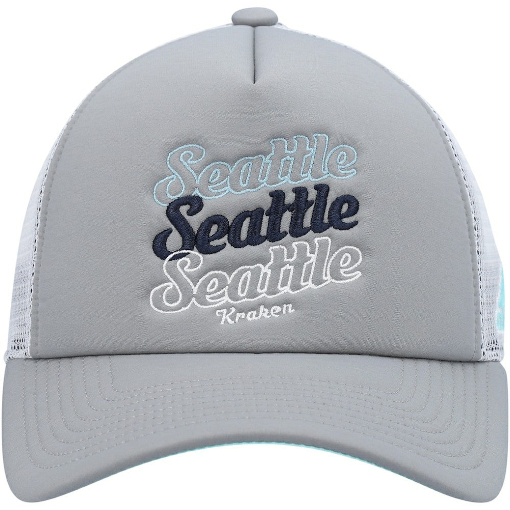 Seattle Kraken adidas Women's Foam Trucker Snapback Hat Gray/White