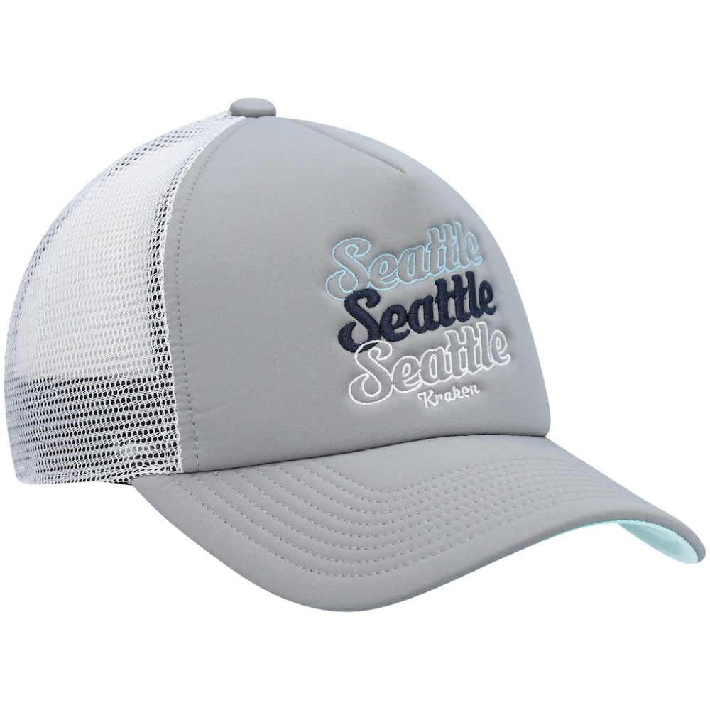 Seattle Kraken adidas Women's Foam Trucker Snapback Hat Gray/White