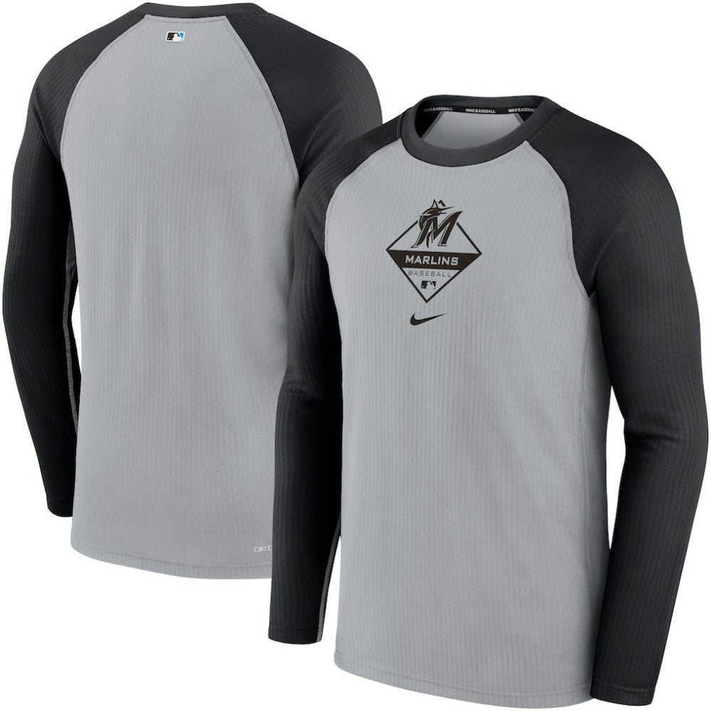 Miami Marlins Nike Game Authentic Collection Performance Raglan Long Sleeve T-Shirt Near Me