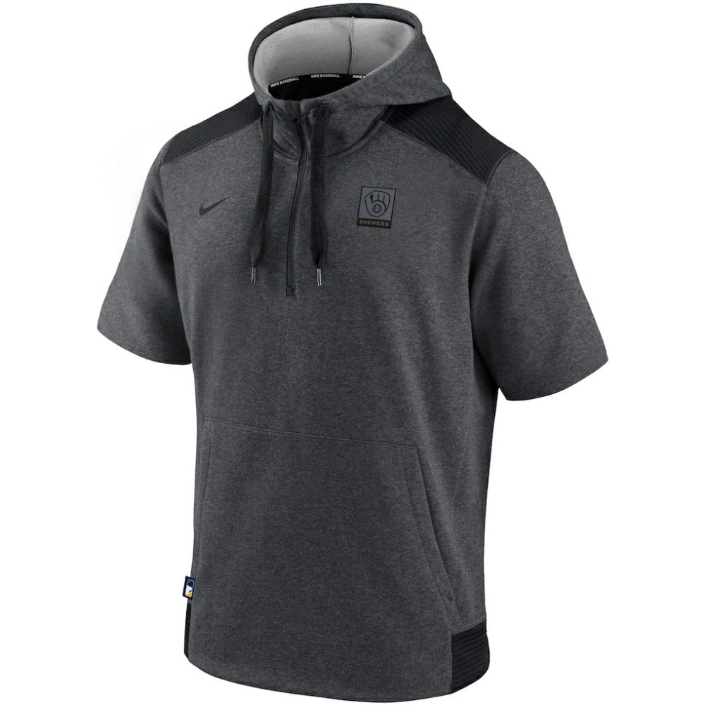 Milwaukee Brewers Nike Authentic Collection Dry Flux Performance Quarter-Zip Short Sleeve Hoodie for sale