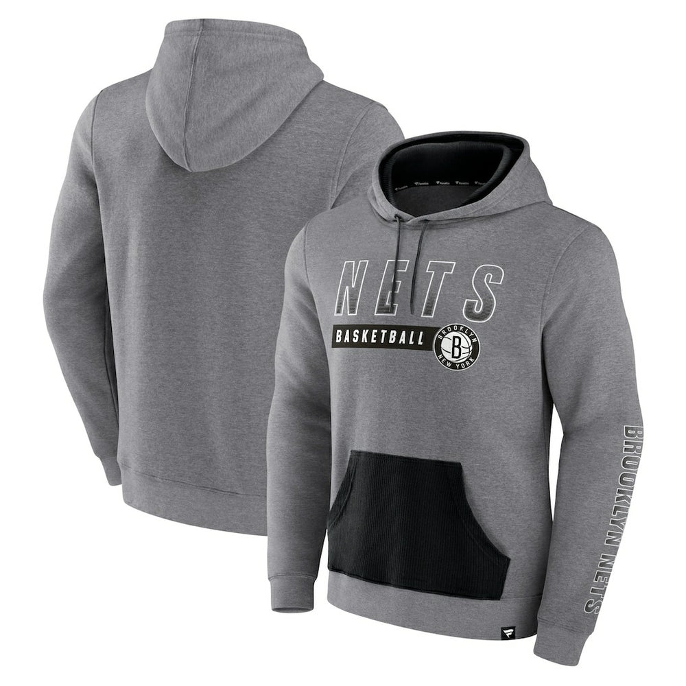 Fanatics - Brooklyn Nets Off The Bench Color Block Pullover Hoodie - Heathered Gray