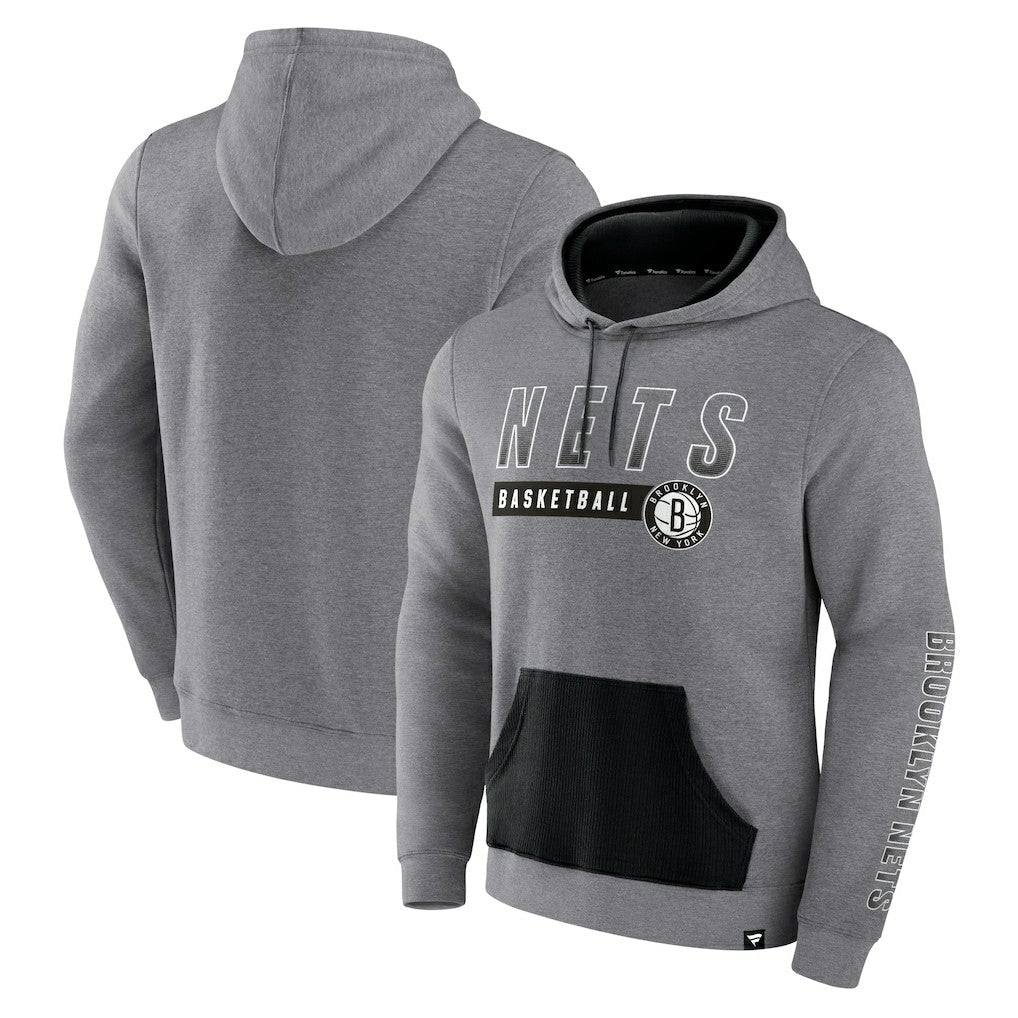 Fanatics - Brooklyn Nets Off The Bench Color Block Pullover Hoodie - Heathered Gray