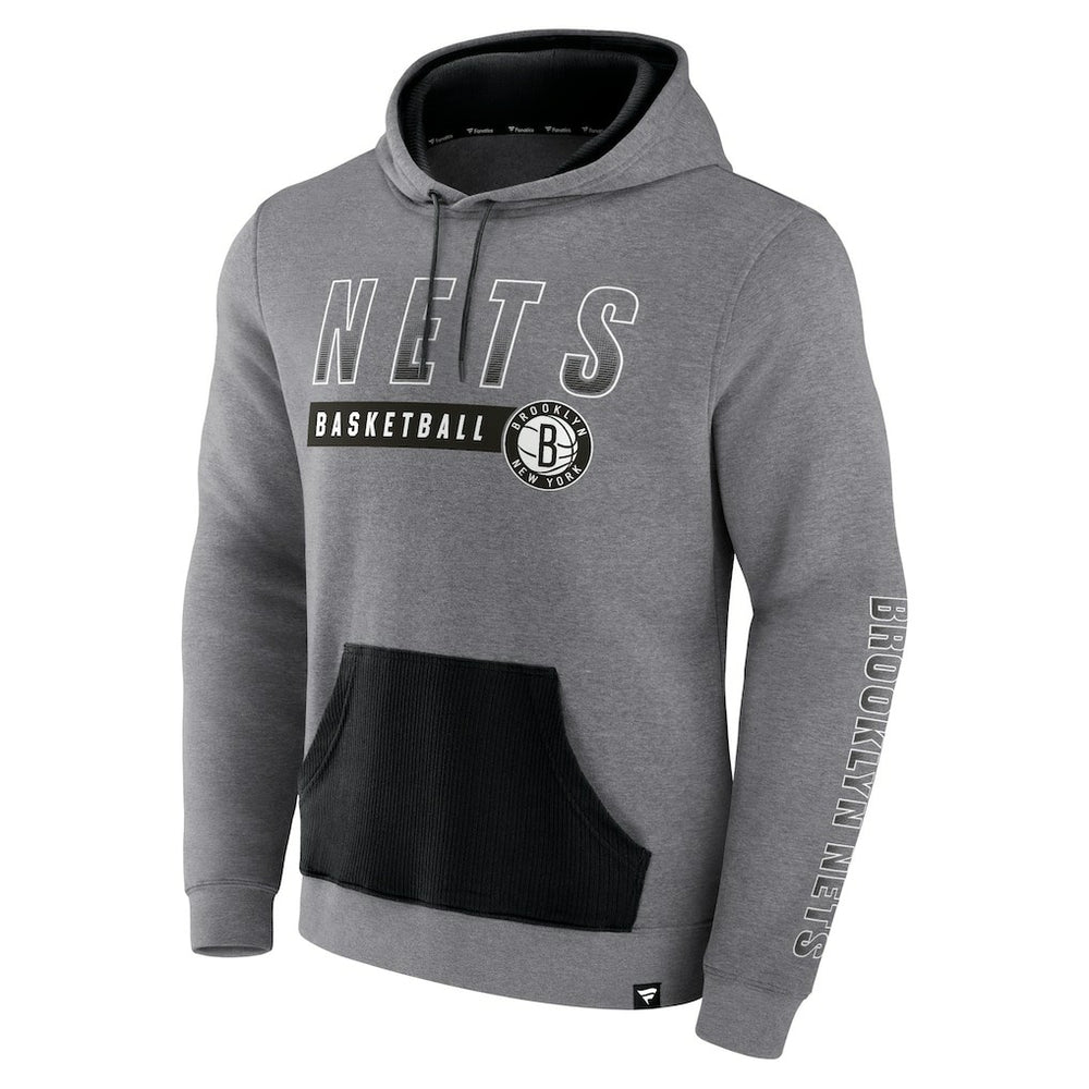 Fanatics - Brooklyn Nets Off The Bench Color Block Pullover Hoodie - Heathered Gray