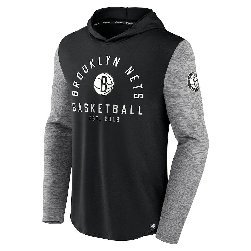 Fanatics - Brooklyn Nets Deep Rotation Performance Pullover Hoodie - Black/Heathered Charcoal