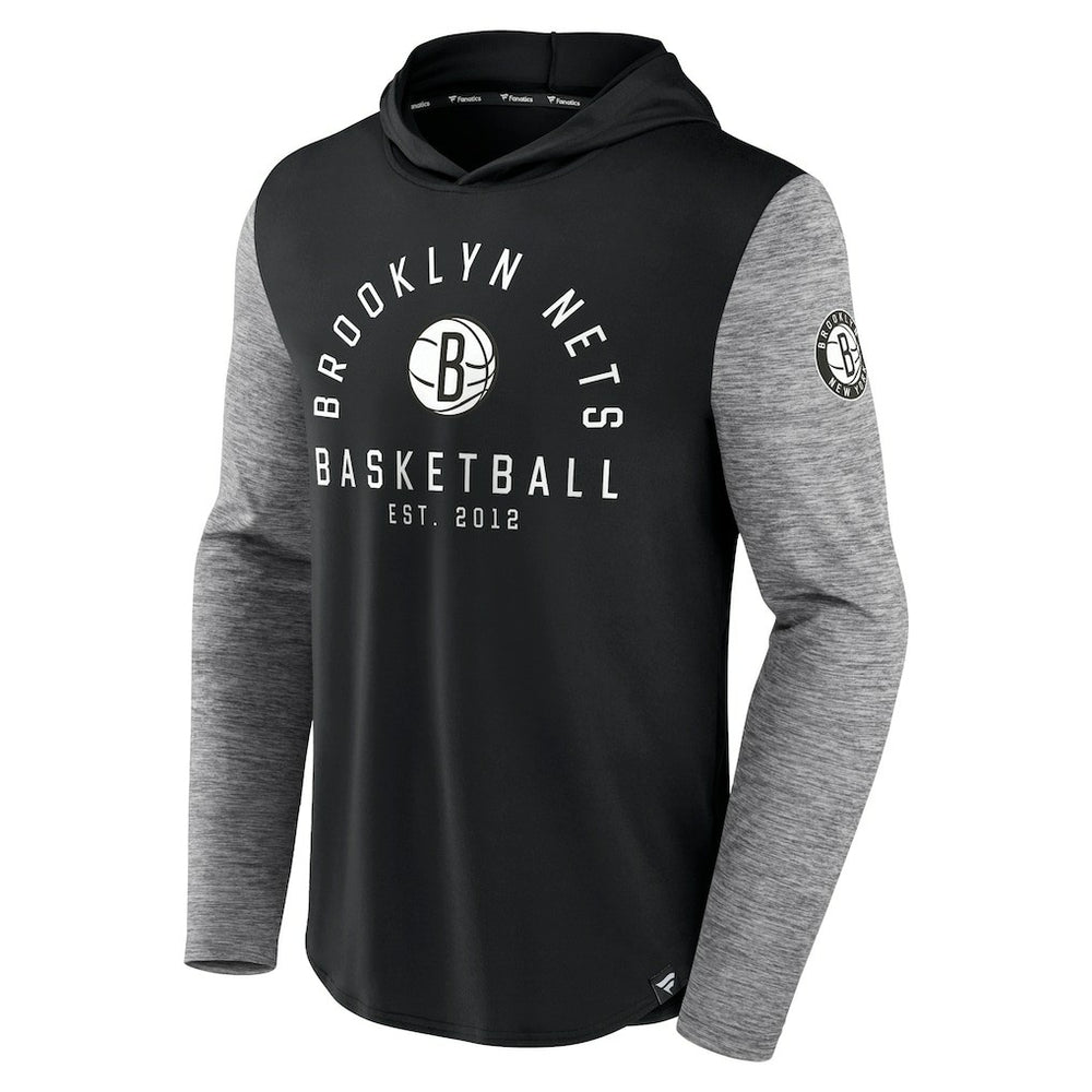 Fanatics - Brooklyn Nets Deep Rotation Performance Pullover Hoodie - Black/Heathered Charcoal