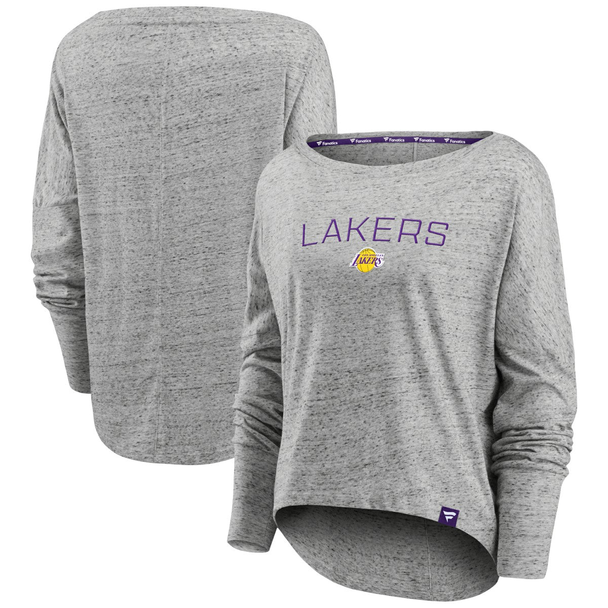Fanatics - Los Angeles Lakers Women's Nostalgia Off-The-Shoulder Long Sleeve T-Shirt - Heathered Gray