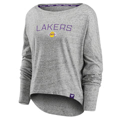 Fanatics - Los Angeles Lakers Women's Nostalgia Off-The-Shoulder Long Sleeve T-Shirt - Heathered Gray
