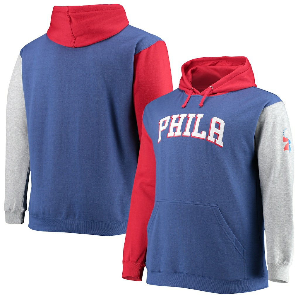 Fanatics - Philadelphia 76ers Big & Tall Double Contrast Pullover Hoodie - Royal/Red