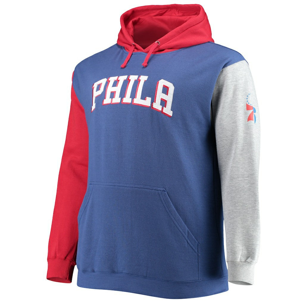 Fanatics - Philadelphia 76ers Big & Tall Double Contrast Pullover Hoodie - Royal/Red