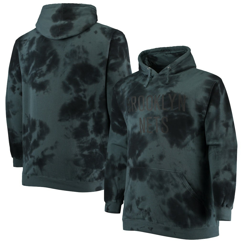 Fanatics - Brooklyn Nets Big & Tall Wordmark Cloud Dye Pullover Hoodie - Black