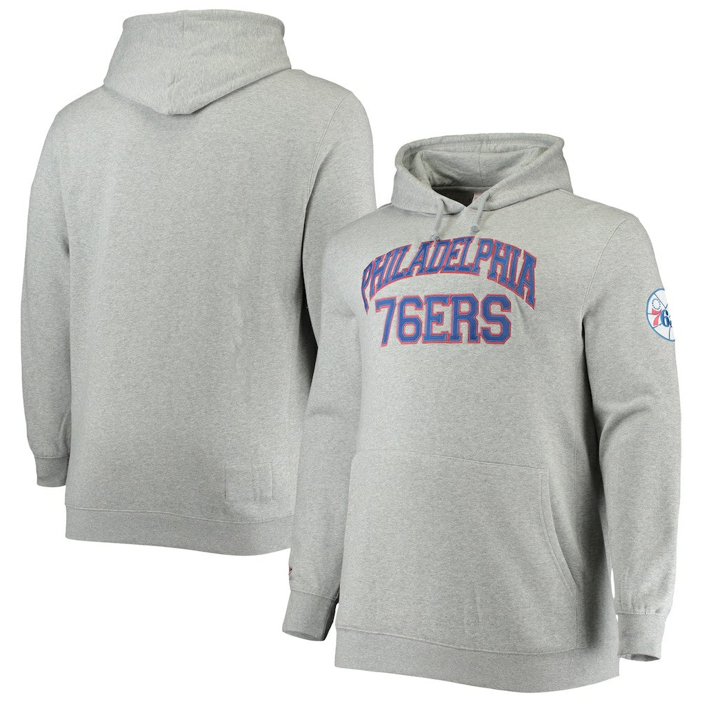 Mitchell & Ness - Philadelphia 76ers Hardwood Classics Big & Tall Throwback Pullover Hoodie - Heathered Gray