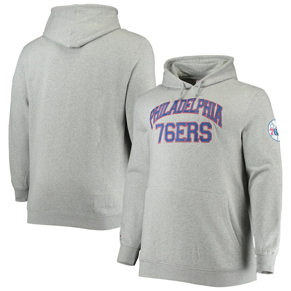 Mitchell & Ness - Philadelphia 76ers Hardwood Classics Big & Tall Throwback Pullover Hoodie - Heathered Gray