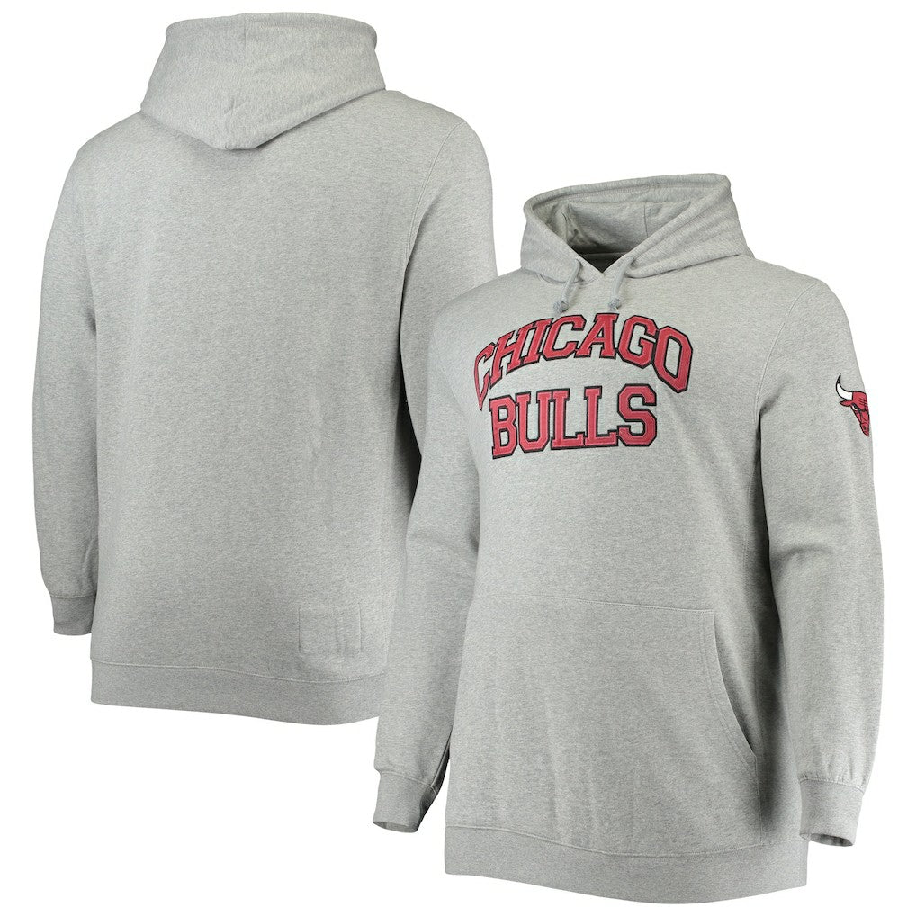 Mitchell & Ness - Chicago Bulls Hardwood Classics Big & Tall Throwback Pullover Hoodie - Heathered Gray