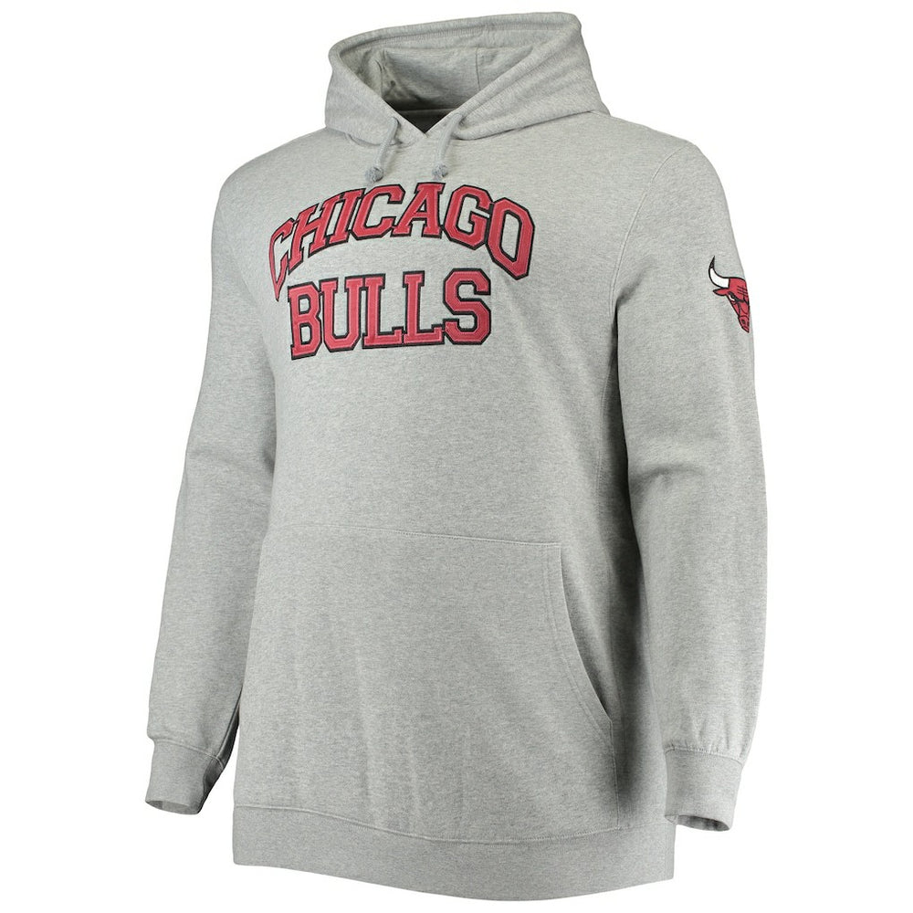 Mitchell & Ness - Chicago Bulls Hardwood Classics Big & Tall Throwback Pullover Hoodie - Heathered Gray