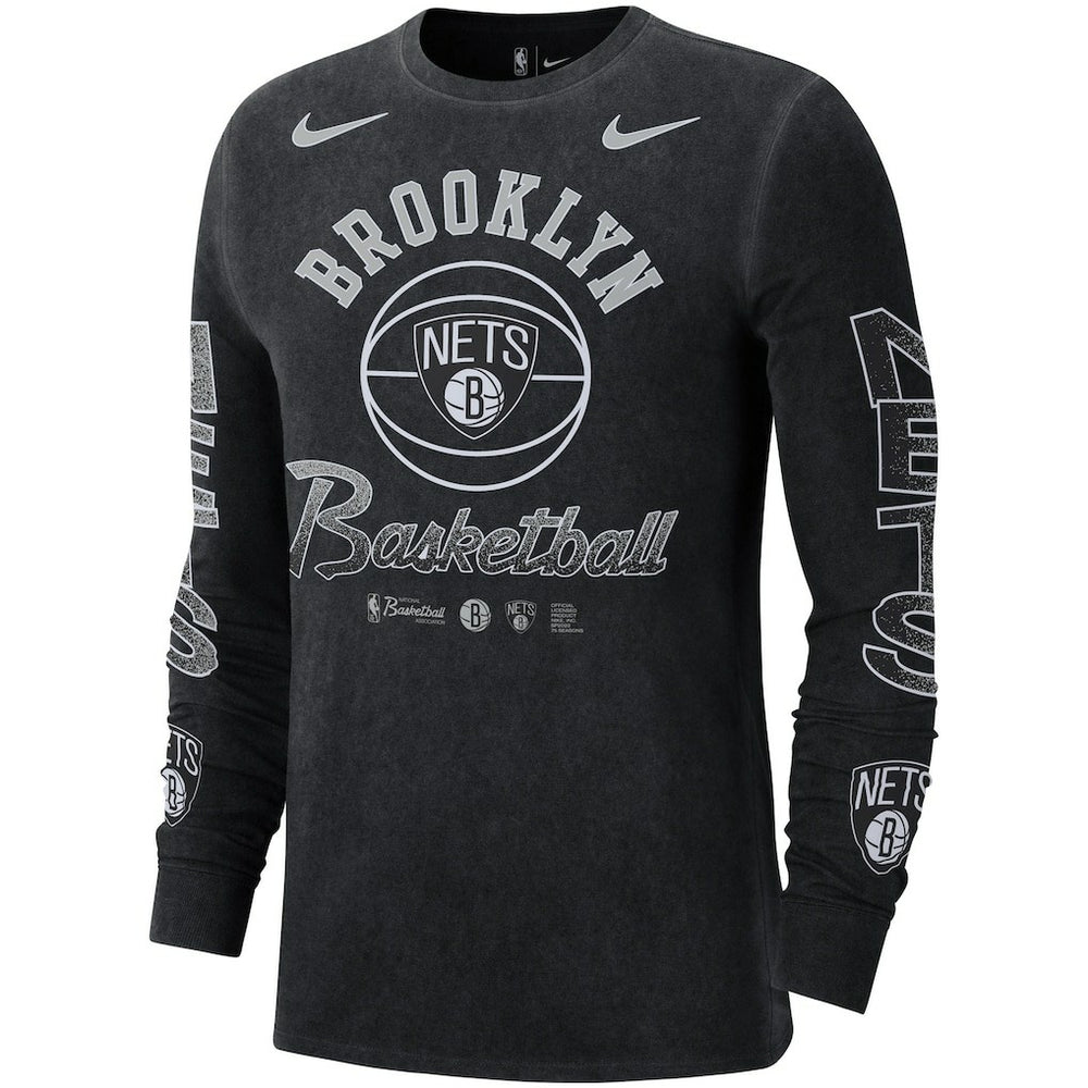 Nike - Brooklyn Nets Courtside Retro Elevated Long Sleeve T-Shirt - Black