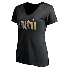 Alvin Kamara New Orleans Saints Women's Checkdown V-Neck T-Shirt Black - NFL