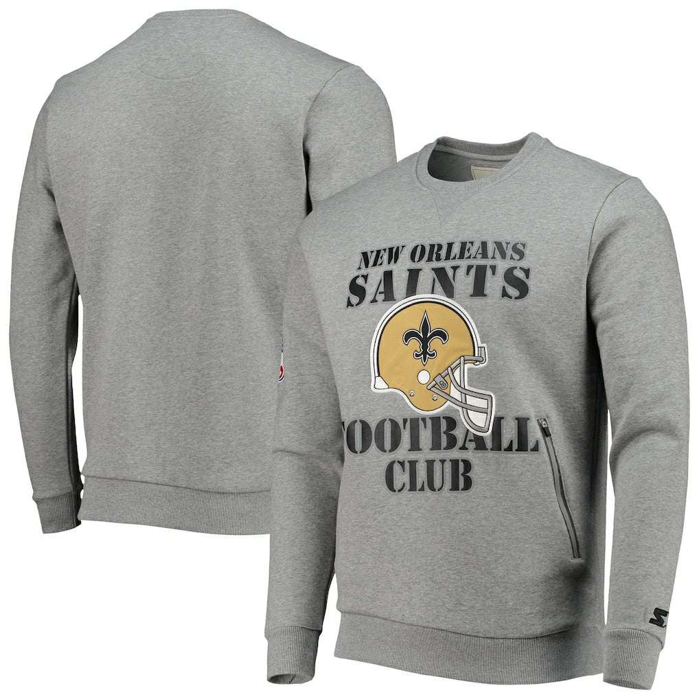 New Orleans Saints Starter Locker Room Throwback End Zone Pullover Sweatshirt Gray - NFL