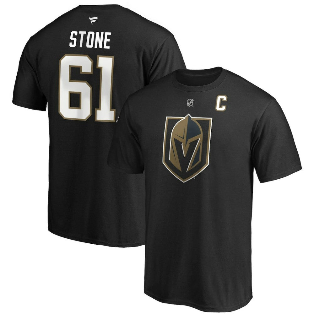 Mark Stone Vegas Golden Knights Fanatics Authentic Stack Player Name & Number Captain Patch T-Shirt Black