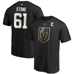 Mark Stone Vegas Golden Knights Fanatics Authentic Stack Player Name & Number Captain Patch T-Shirt Black