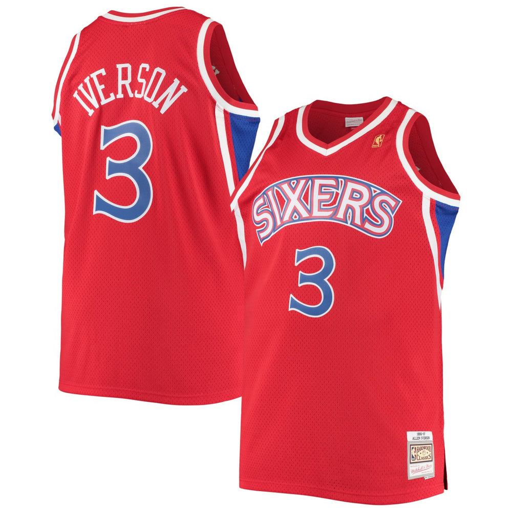 Mitchell & Ness - Allen Iverson Philadelphia 76ers 1996/97 Big & Tall Hardwood Classics Swingman Jersey - Red