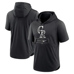 Colorado Rockies Nike Lockup Performance Short Sleeve Lightweight Hooded Top Sale