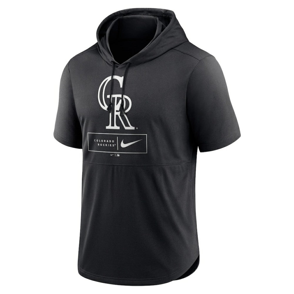 Colorado Rockies Nike Lockup Performance Short Sleeve Lightweight Hooded Top Sale