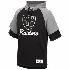Las Vegas Raiders Home Advantage Raglan Short Sleeve Pullover Hoodie Black - Mitchell & Ness