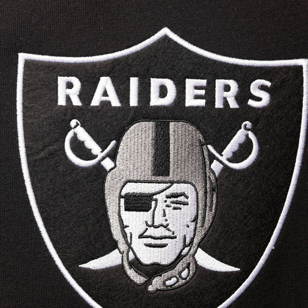 Las Vegas Raiders Home Advantage Raglan Short Sleeve Pullover Hoodie Black - Mitchell & Ness