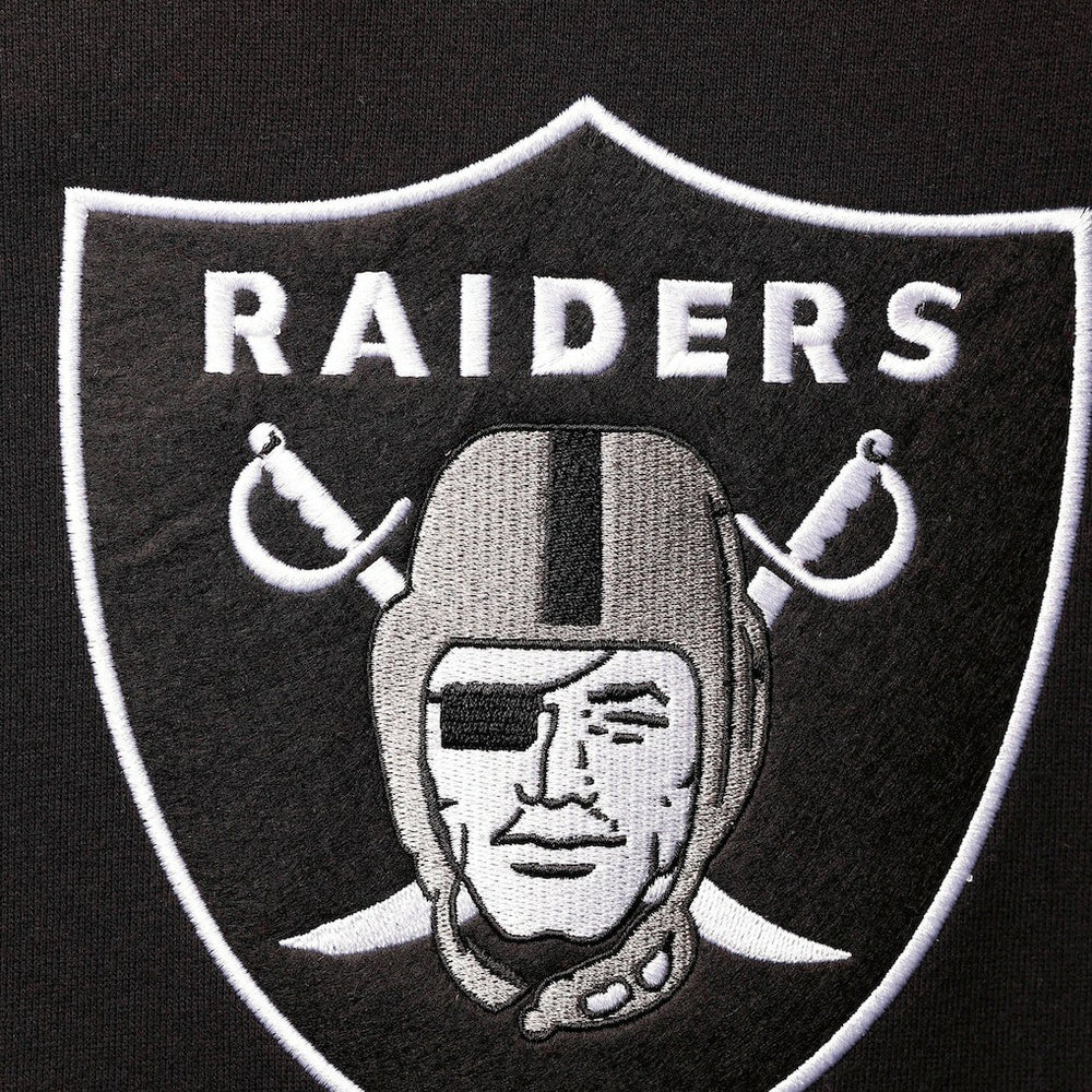 Las Vegas Raiders Home Advantage Raglan Short Sleeve Pullover Hoodie Black - Mitchell & Ness