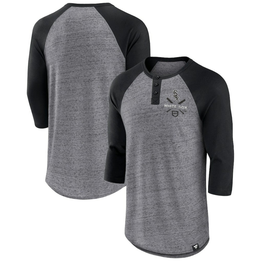 Chicago White Sox Fanatics Iconic Above Heat Speckled Raglan Henley 3/4 Sleeve T-Shirt discount