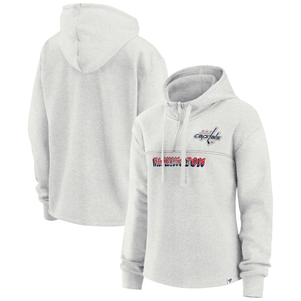 Washington Capitals Fanatics Women's True Classics Legacy Quarter-Zip Hoodie Ash