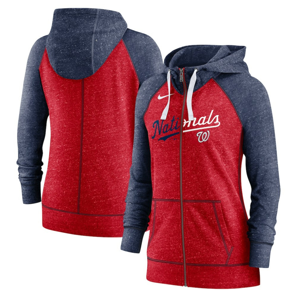 Washington Nationals Nike Women's Split Wordmark Gym Vintage Raglan Lightweight Full-Zip Hoodie Near Me