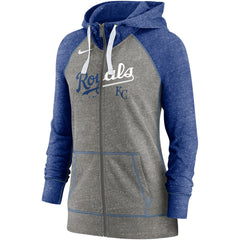 Kansas City Royals Nike Women's Split Wordmark Gym Vintage Raglan Lightweight Full-Zip Hoodie Lifestyle