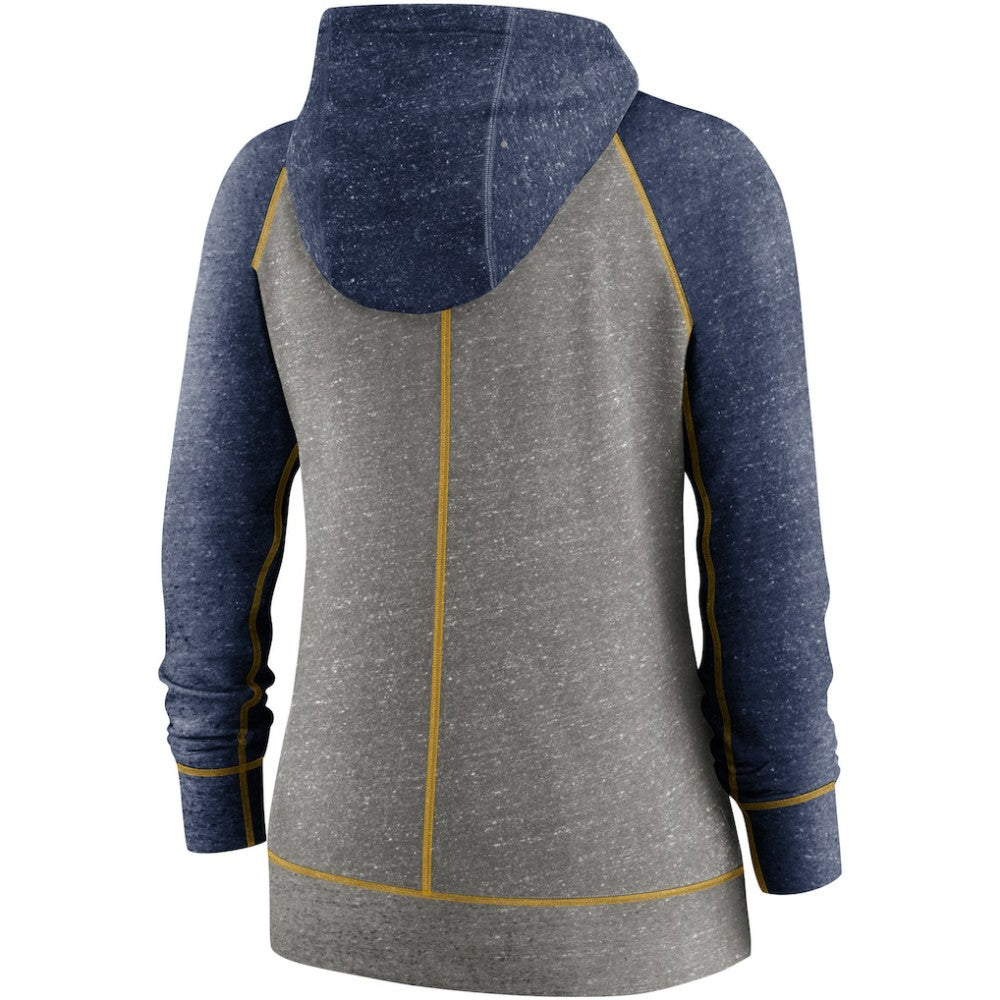 Milwaukee Brewers Nike Women's Split Wordmark Gym Vintage Raglan Lightweight Full-Zip Hoodie Lifestyle