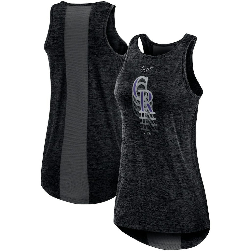 Colorado Rockies Nike Women's Logo Fade High Neck Performance Tank Top Clearance
