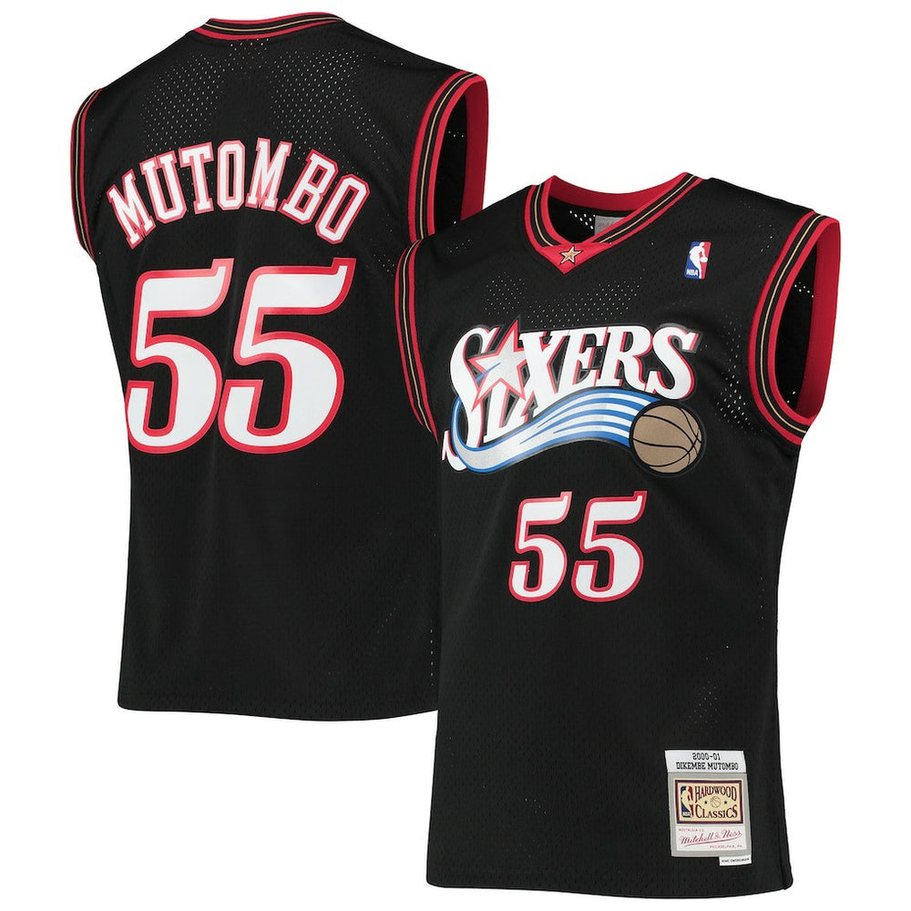 Mitchell & Ness - Dikembe Mutombo Philadelphia 76ers Hardwood Classics Swingman Jersey - Black