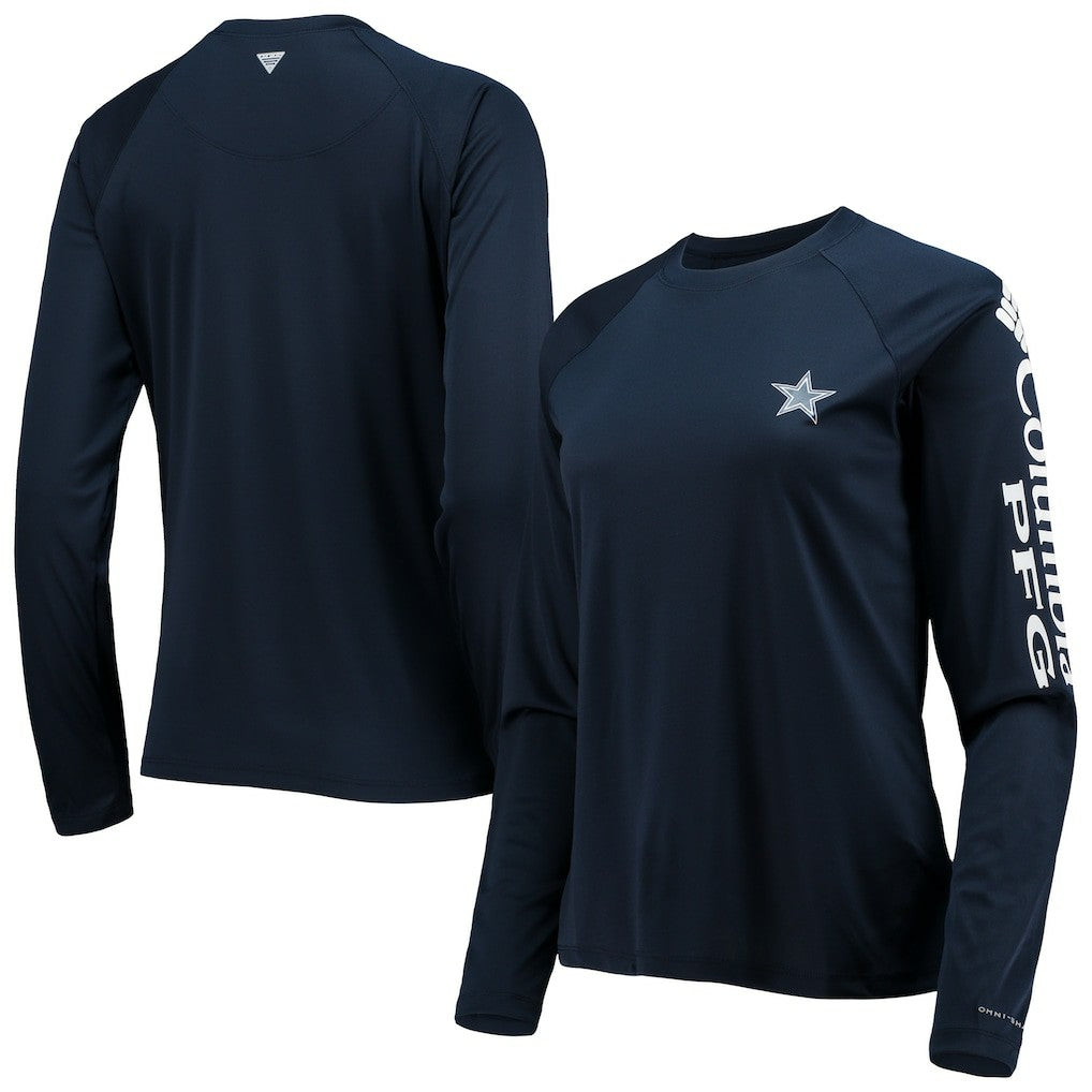 Dallas Cowboys Women's Tidal Omni-Shade Raglan Long Sleeve T-Shirt Navy/White - Columbia