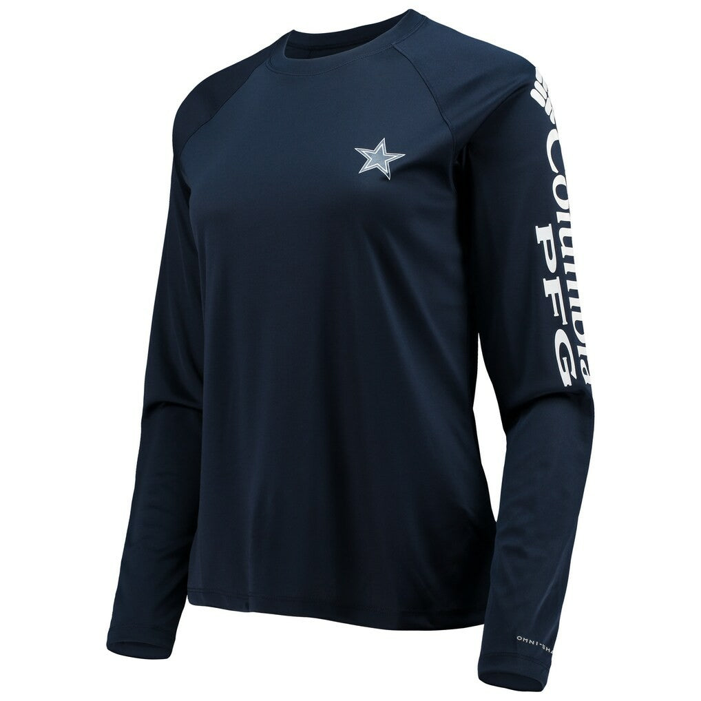 Dallas Cowboys Women's Tidal Omni-Shade Raglan Long Sleeve T-Shirt Navy/White - Columbia