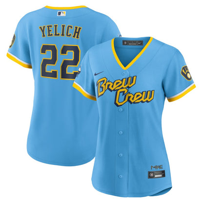 Christian Yelich Milwaukee Brewers Nike Women's City Connect Replica Player Jersey - Powder Blue | MLB Jerseys